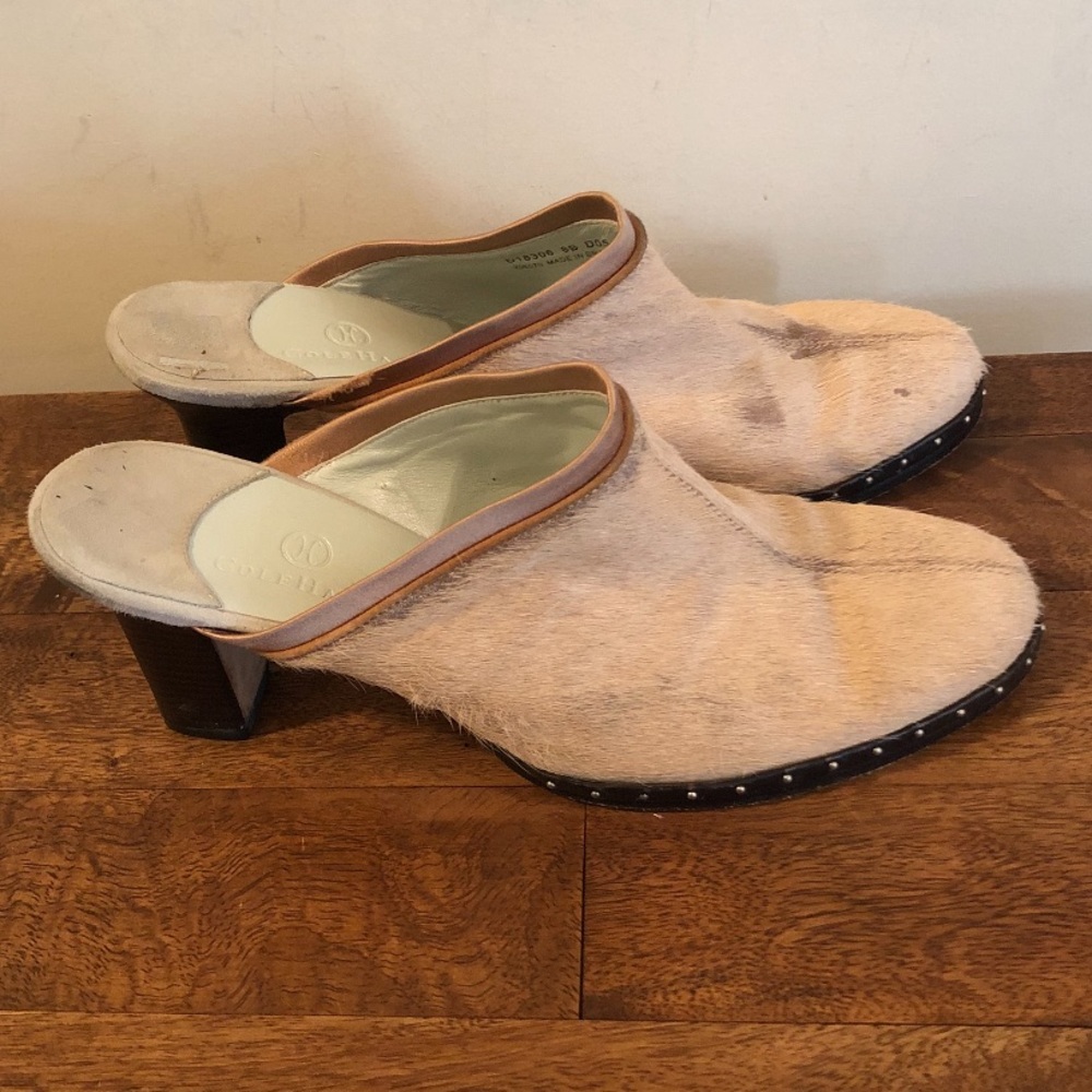 Cole Haan Calf Hair Studded Heeled Mules